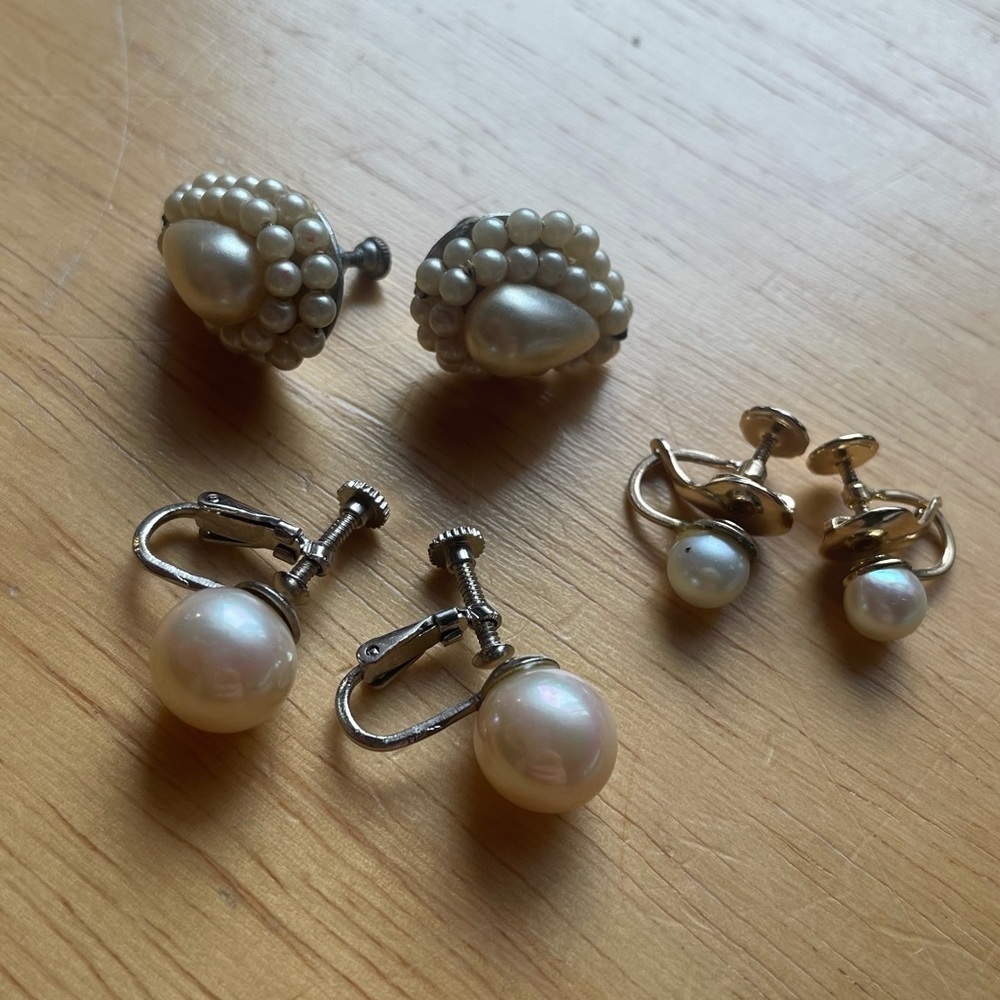 Set of 3 Vintage Screw On Earrings
